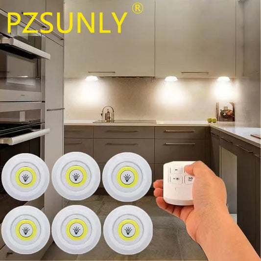 Wireless LED Puck Light with Remote – Tap Control, 2-Level Dimming, 30-Min Timer