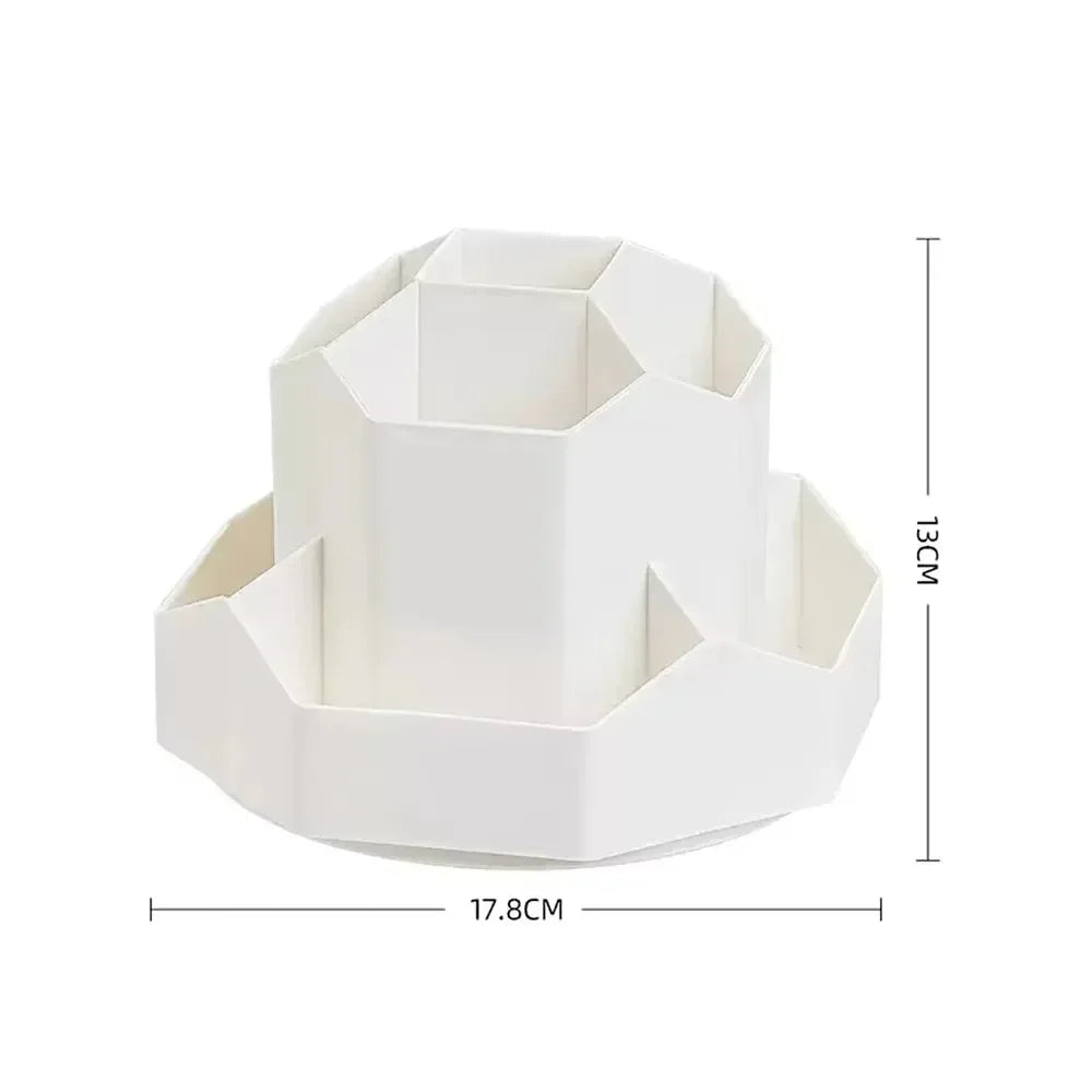 360°Rotatable Pen Holder Large Capacity Desk Pencil Storage Box 9-Grid Stationery Economic Organizer School Office Pen Stand