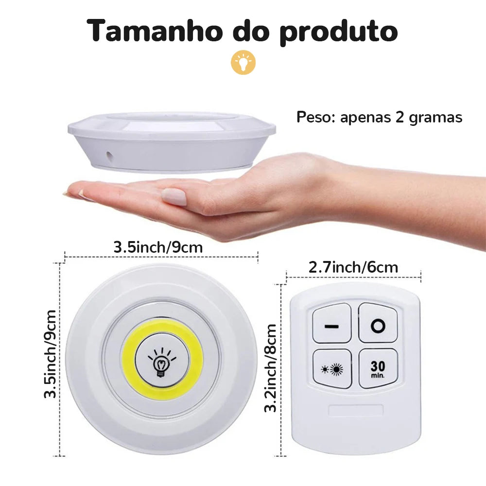 Wireless LED Puck Light with Remote – Tap Control, 2-Level Dimming, 30-Min Timer
