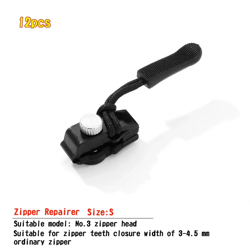 1/2/6/12pcs DIY Universal Zipper Repair Instant Replacement Sliding Teeth Rescue  Zipper Pull for Clothing Suitcase Backpack