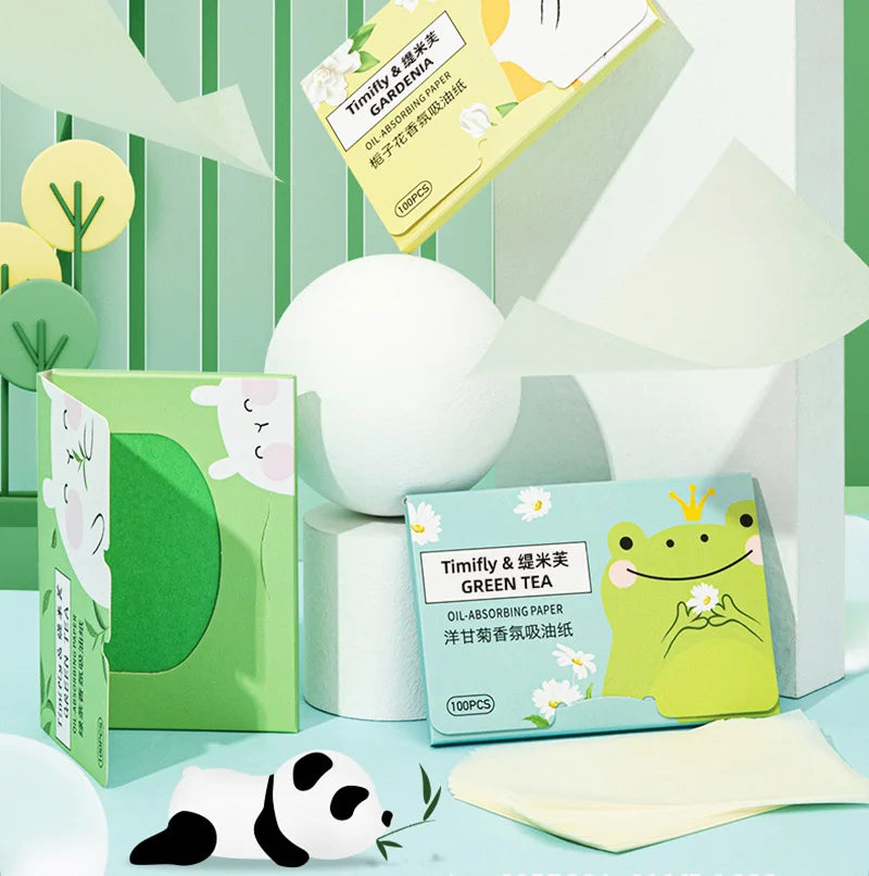100sheets Facial Oil Absorbing Paper for Female Students Facial Oil Absorbing Soft Paper Fragrance Portable Box Makeup Tools