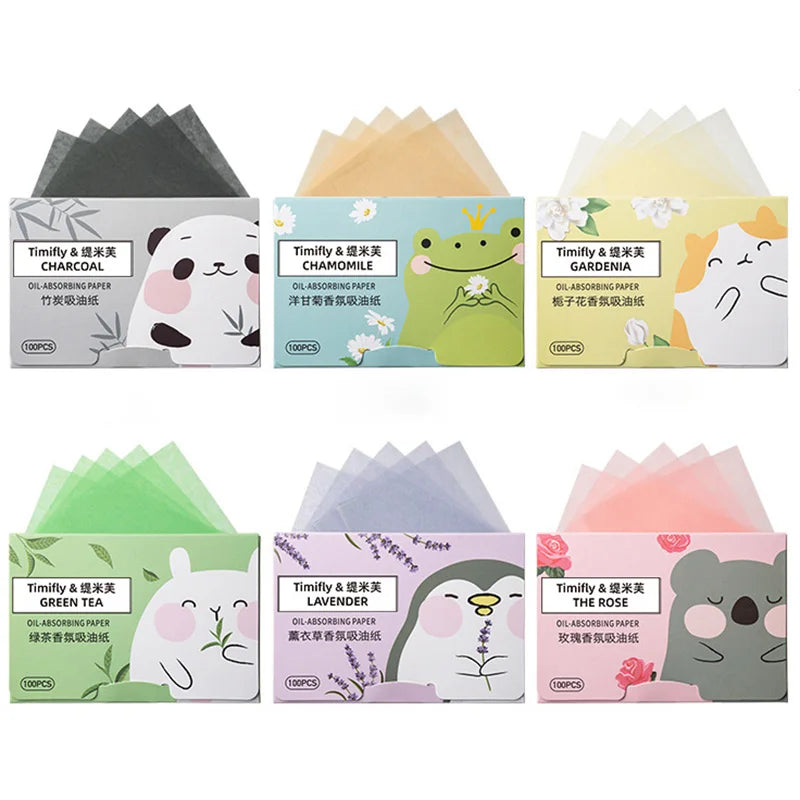 100sheets Facial Oil Absorbing Paper for Female Students Facial Oil Absorbing Soft Paper Fragrance Portable Box Makeup Tools
