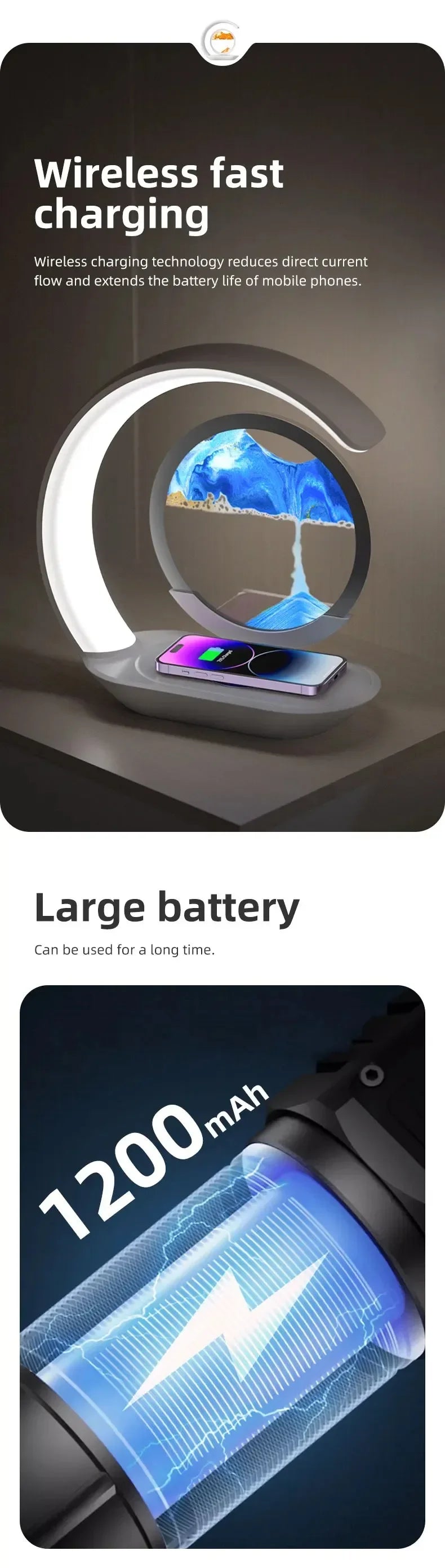 3D Flowing Sand Art Night Lamp Quicksand LED Light Mobile Wireless Charge Touch Control for Home Decor Bedside Sandscape Lamp