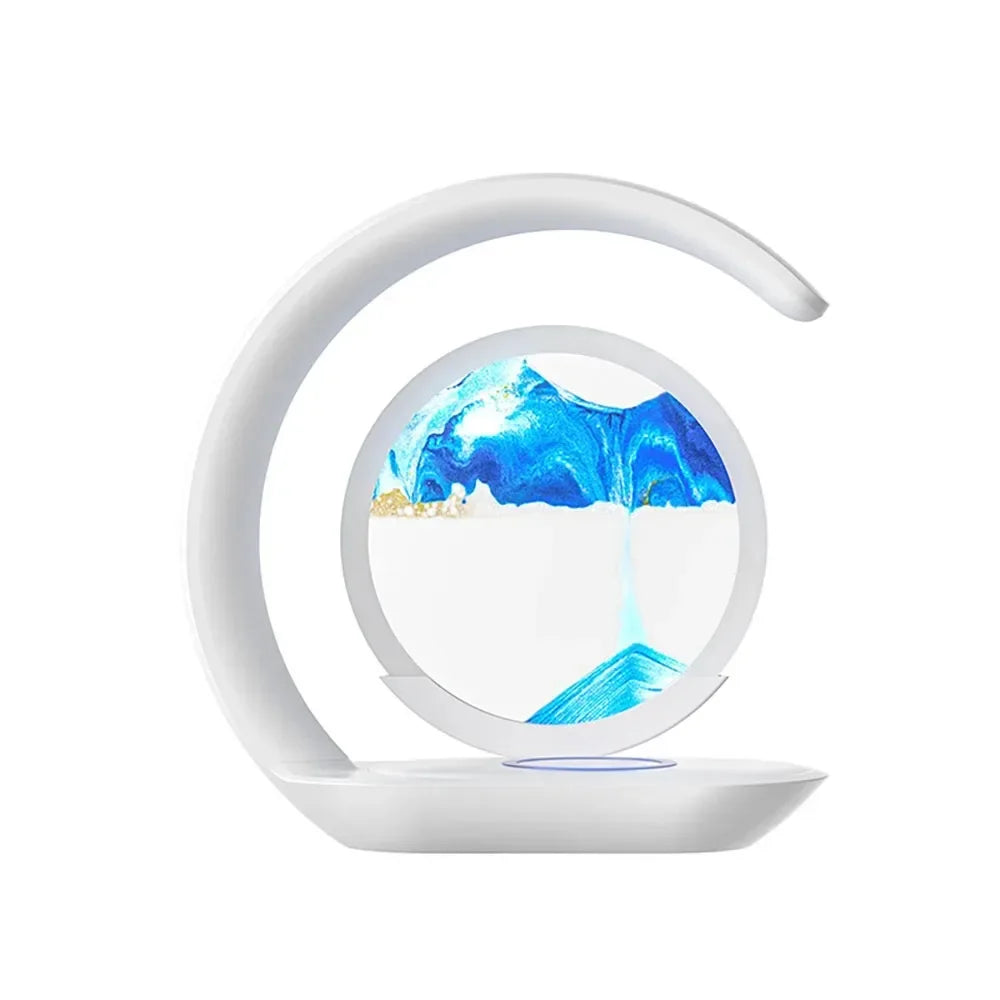 3D Flowing Sand Art Night Lamp Quicksand LED Light Mobile Wireless Charge Touch Control for Home Decor Bedside Sandscape Lamp