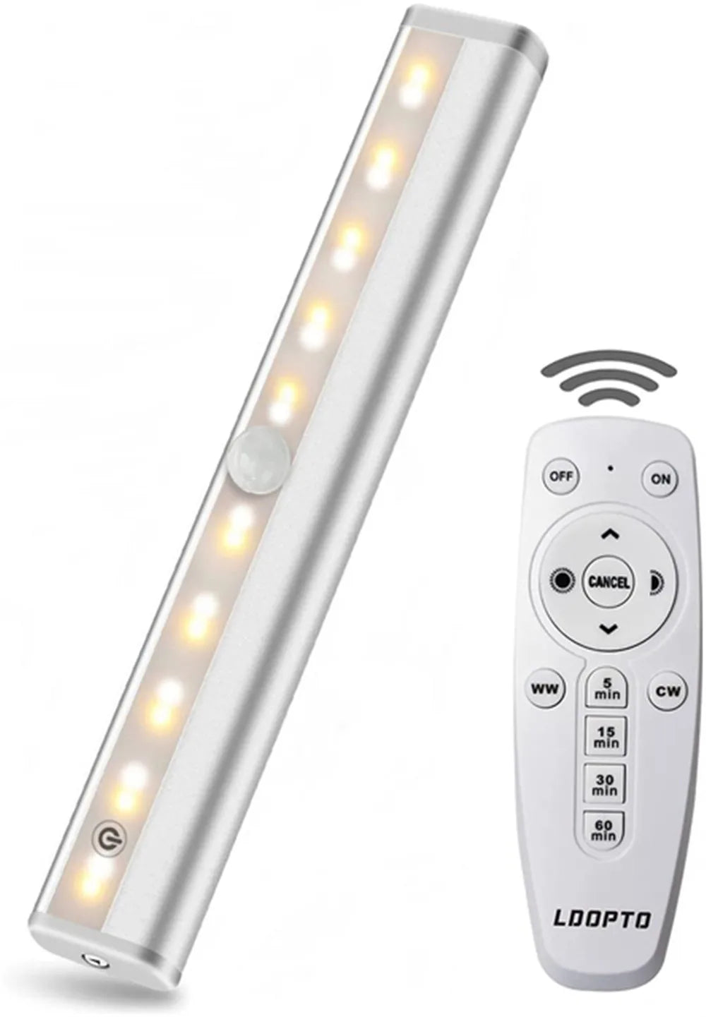 USB Rechargeable 20 LED Closet Lights Wireless Dimmable Under Cabinet Lights with Remote Control Magnetic Strip Night Light