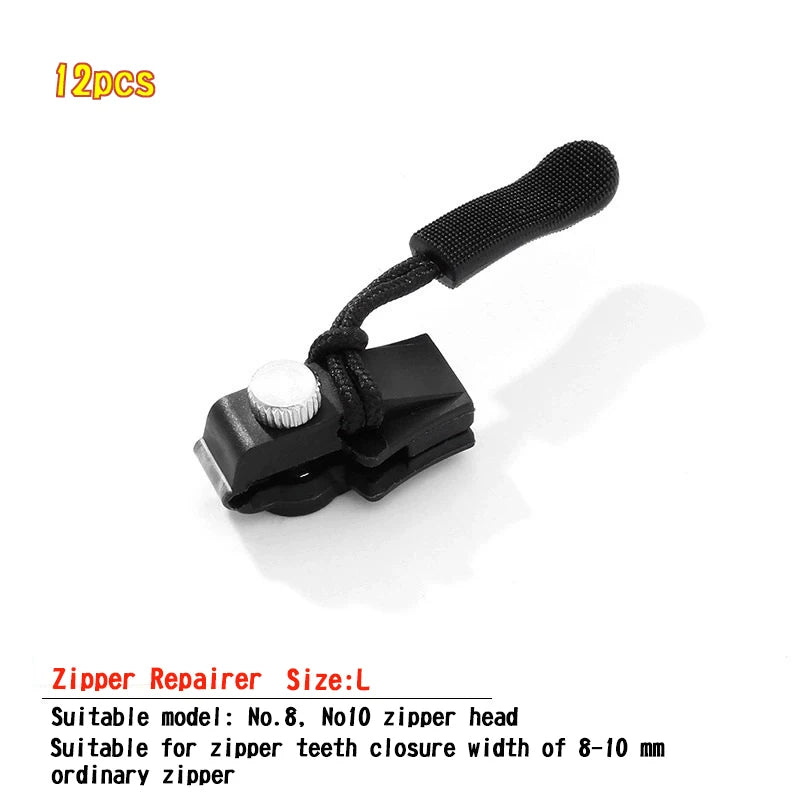 1/2/6/12pcs DIY Universal Zipper Repair Instant Replacement Sliding Teeth Rescue  Zipper Pull for Clothing Suitcase Backpack