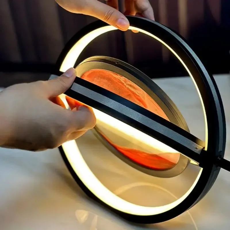 3D Flowing Sand Art Night Lamp Quicksand LED Light Mobile Wireless Charge Touch Control for Home Decor Bedside Sandscape Lamp