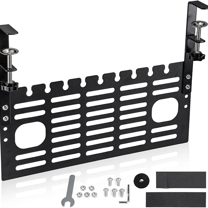Cable Management Under Desk Wire Organizers Cord Management Pannel Design with Clamp Cable Clips for Desk Side Storage