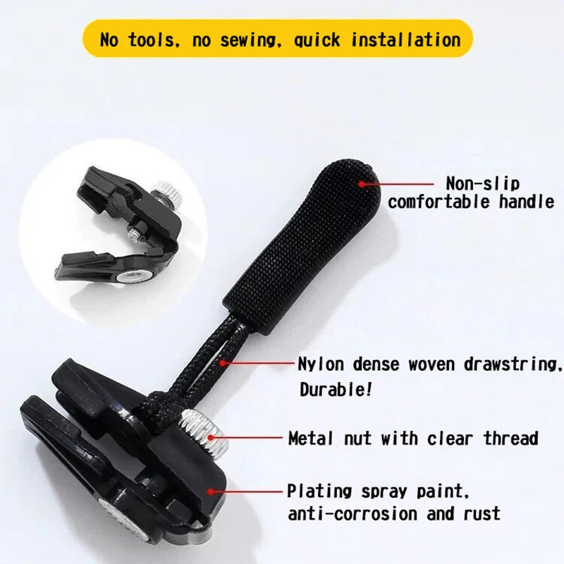 1/2/6/12pcs DIY Universal Zipper Repair Instant Replacement Sliding Teeth Rescue  Zipper Pull for Clothing Suitcase Backpack