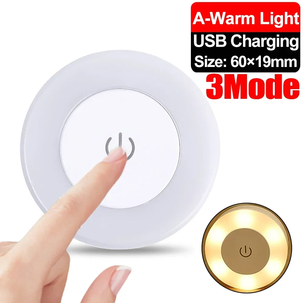 LED Touch Sensor Night Light 3 Modes Dimming Wall Lights Portable USB Rechargeable Night Lamp For Living Room Bedroom Lighting