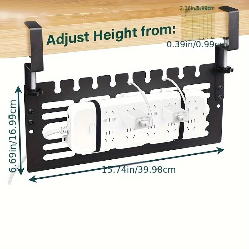 Cable Management Under Desk Wire Organizers Cord Management Pannel Design with Clamp Cable Clips for Desk Side Storage