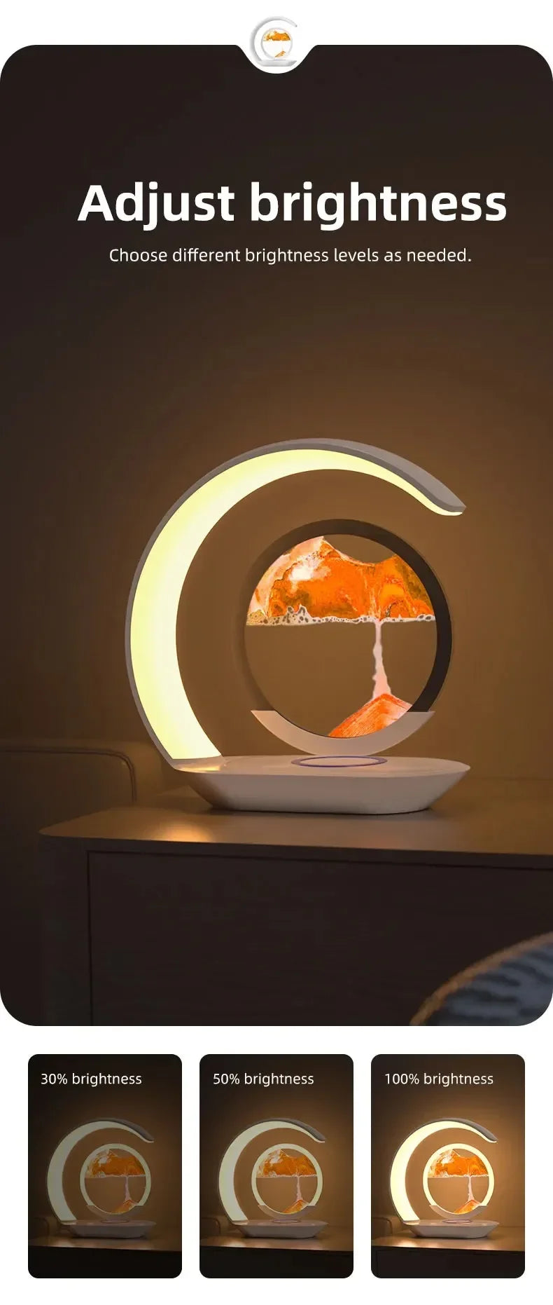 3D Flowing Sand Art Night Lamp Quicksand LED Light Mobile Wireless Charge Touch Control for Home Decor Bedside Sandscape Lamp