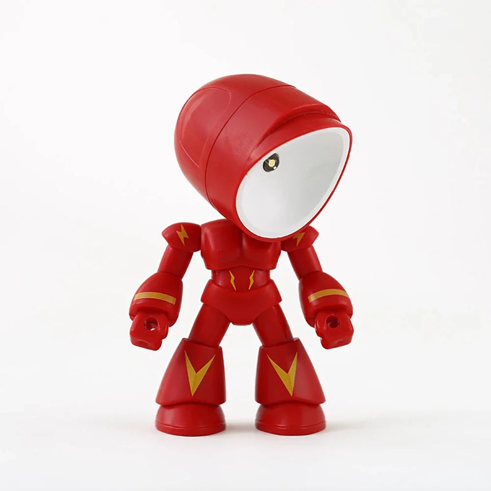 LED Mini Night Light Cute Cartoon Robot Hero Desk Lamp Desktop Ornament Book Light Kids Room Bedside Bedroom Decor Holiday Gifts