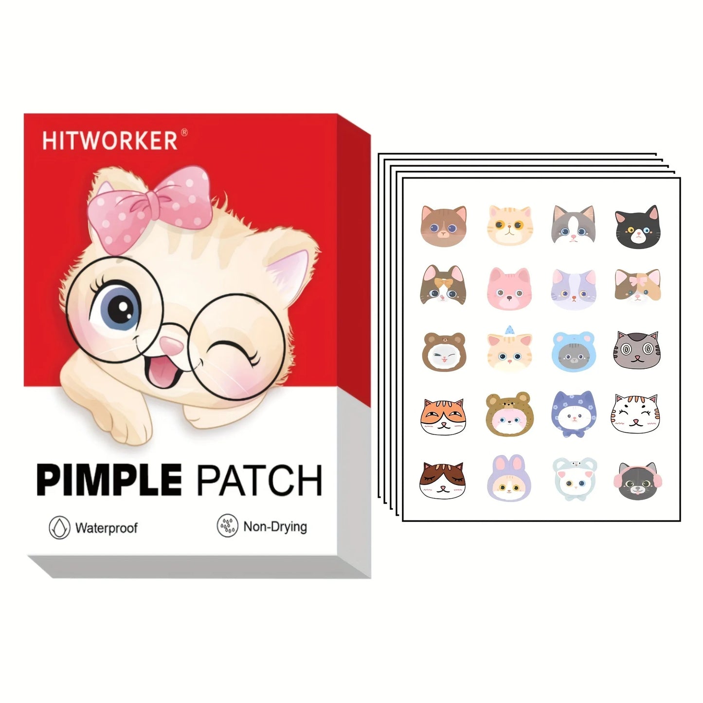 [Cute Pimple Patches] 20/100pcs Cute Cat Pimple Patches | Invisible, Blemish Covering, Hydrocolloid Patches