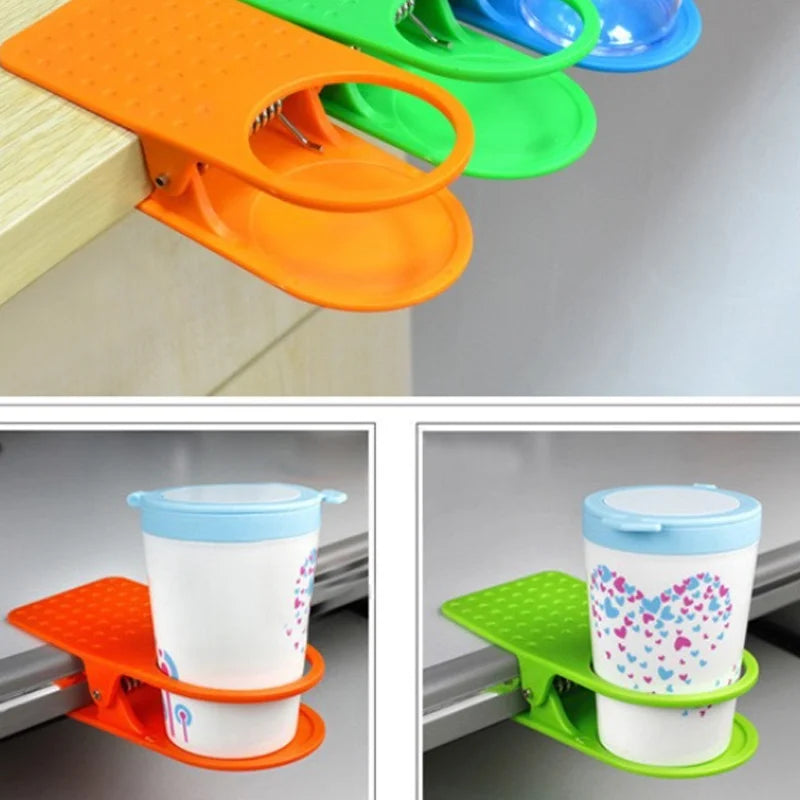 Portable Drinking Cup Holder Desk Table Side Bottle Clip Clamp For Offices Cup Coffee Drink Holder