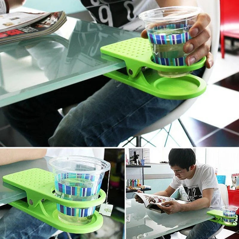 Portable Drinking Cup Holder Desk Table Side Bottle Clip Clamp For Offices Cup Coffee Drink Holder