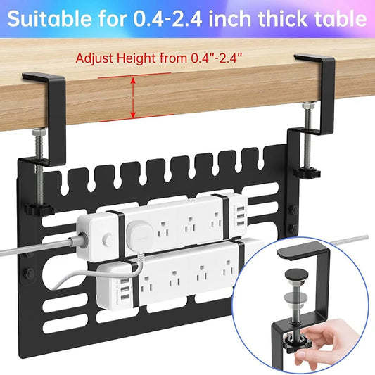 Cable Management Under Desk Wire Organizers Cord Management Pannel Design with Clamp Cable Clips for Desk Side Storage