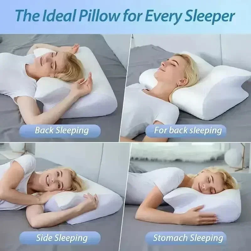 Sleep Memory Neck Pillow Butterfly Slow Rebound Comfortable Memory Foam Sleep Pillow Cervical Orthopedic Neck Massage Bed Pillow