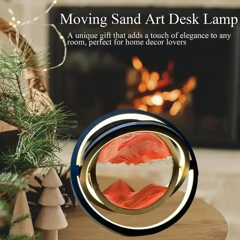 3D Flowing Sand Art Night Lamp Quicksand LED Light Mobile Wireless Charge Touch Control for Home Decor Bedside Sandscape Lamp