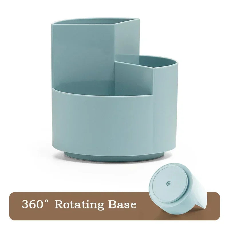 360°Rotatable Pen Holder Large Capacity Desk Pencil Storage Box 9-Grid Stationery Economic Organizer School Office Pen Stand