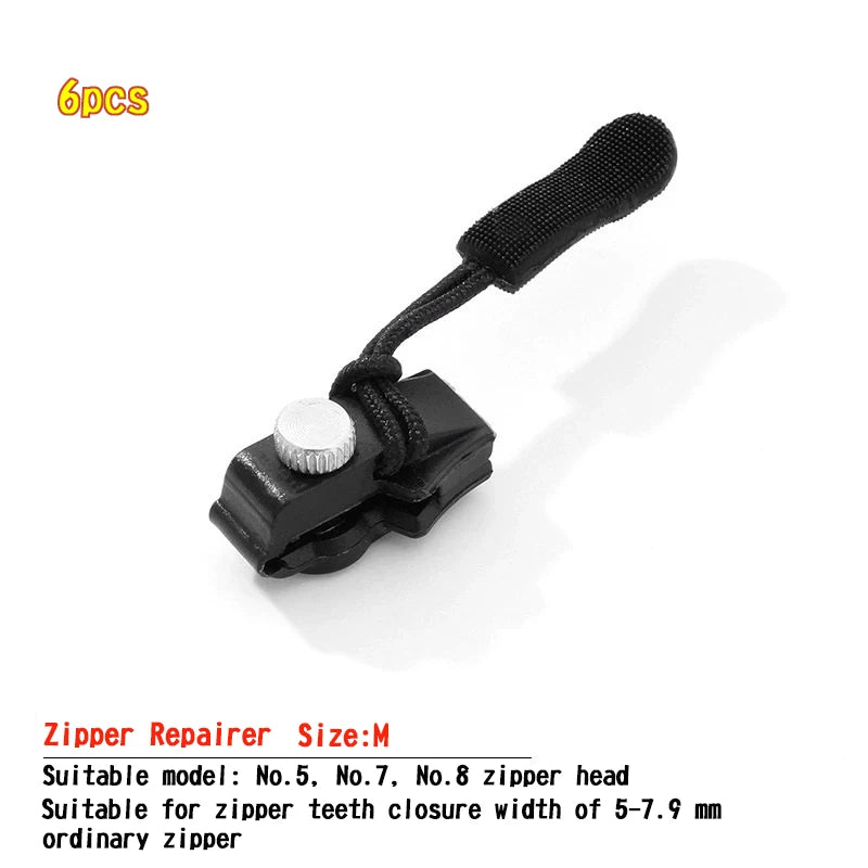 1/2/6/12pcs DIY Universal Zipper Repair Instant Replacement Sliding Teeth Rescue  Zipper Pull for Clothing Suitcase Backpack