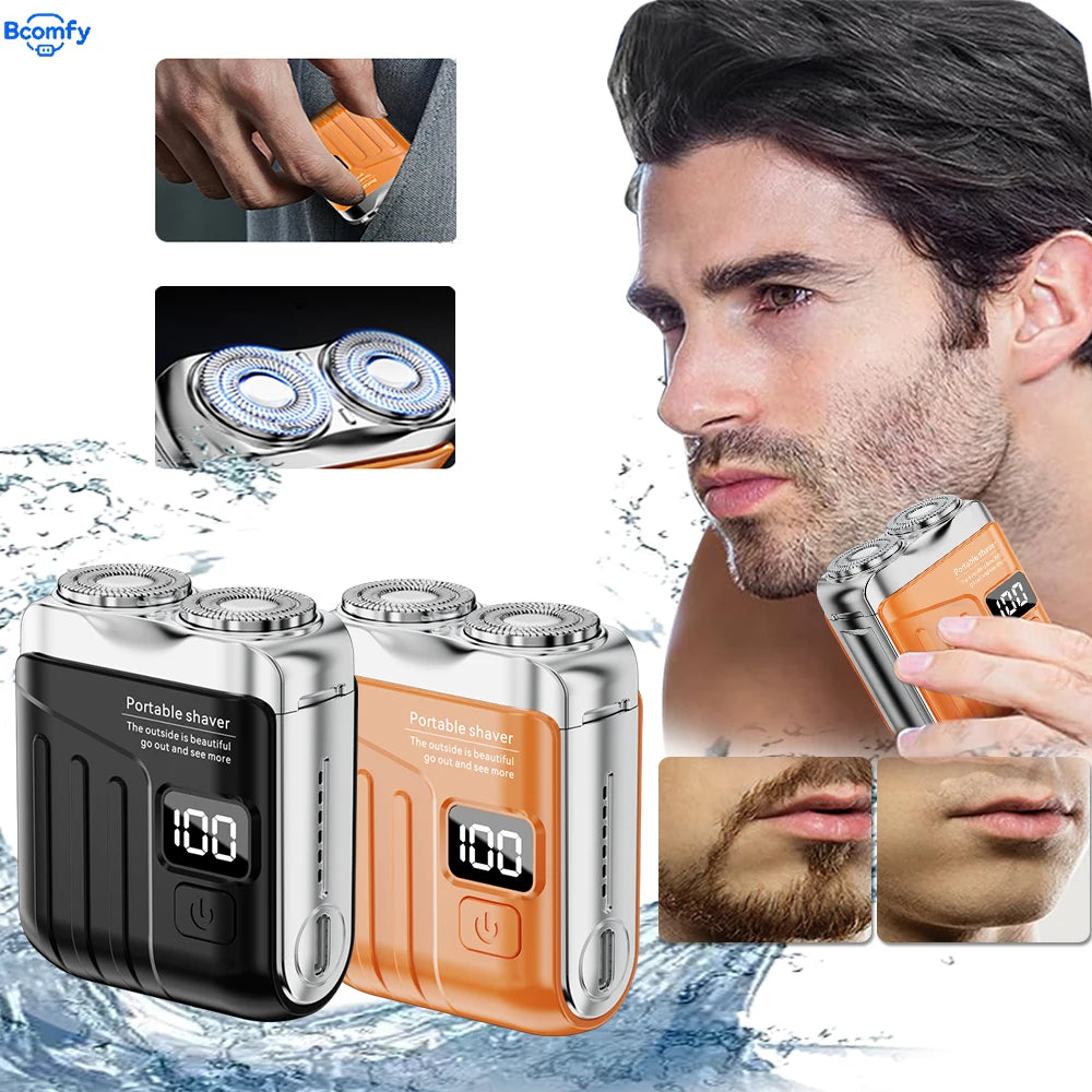 Electric Shaver for Men Mini Rechargeable Double Head Magnetic Beard Trimmer Waterproof Portable Facial Hair Razor