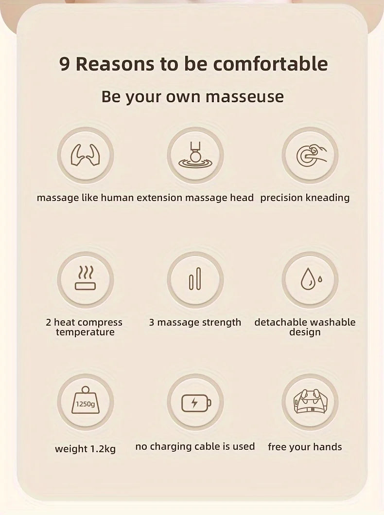 20W Neck And Shoulder Massager Wireless Shoulder And Back Kneading Massage Shawl Trapezius Neck Cervical masajeador