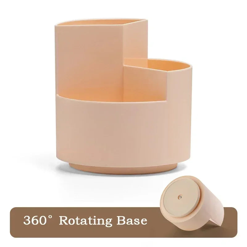 360°Rotatable Pen Holder Large Capacity Desk Pencil Storage Box 9-Grid Stationery Economic Organizer School Office Pen Stand