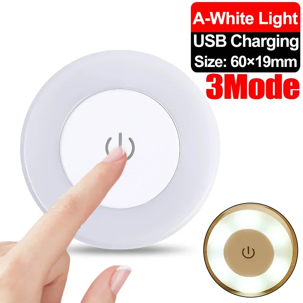 LED Touch Sensor Night Light 3 Modes Dimming Wall Lights Portable USB Rechargeable Night Lamp For Living Room Bedroom Lighting