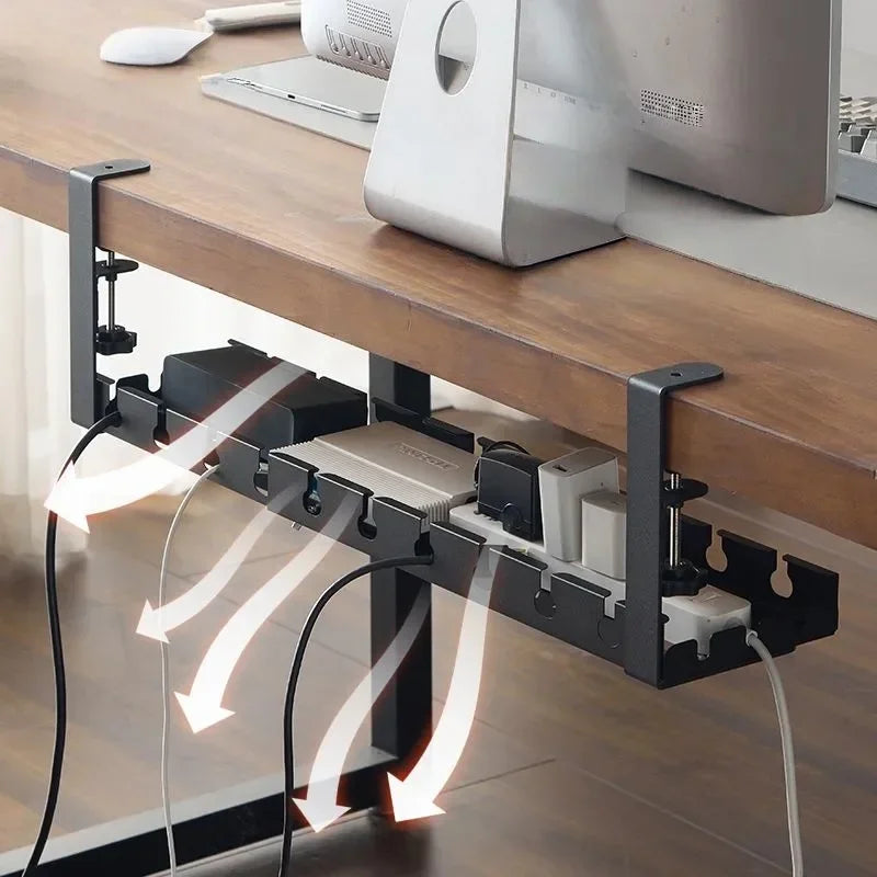 40/74cm Under Desk Cable Management Tray Home Office PC Computer Router Cables Wire Organizer Extendable Storage Metal Rack