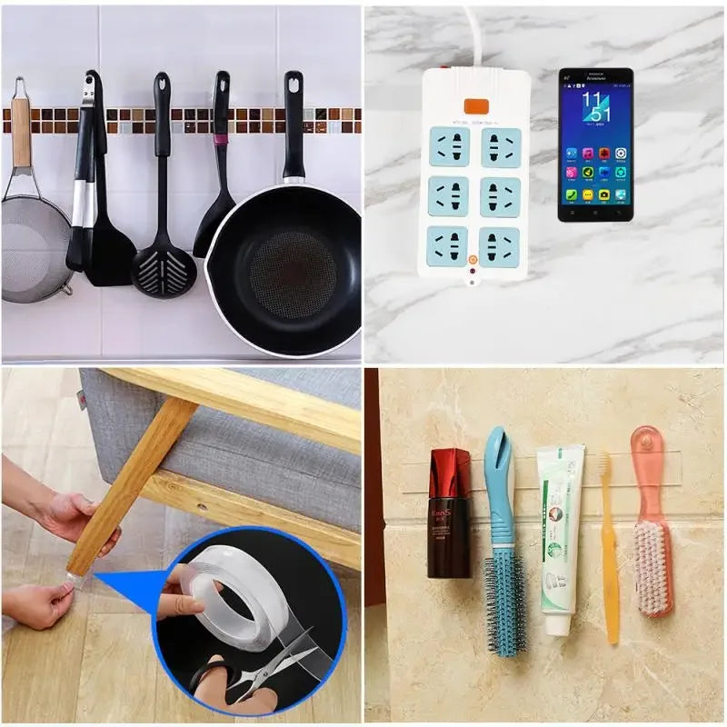 Nano Double Sided Adhesive Tape Extra Strong Glue Double Face Nano Tape Ultra-strong Reusable Waterproof Traceless Tape Strip