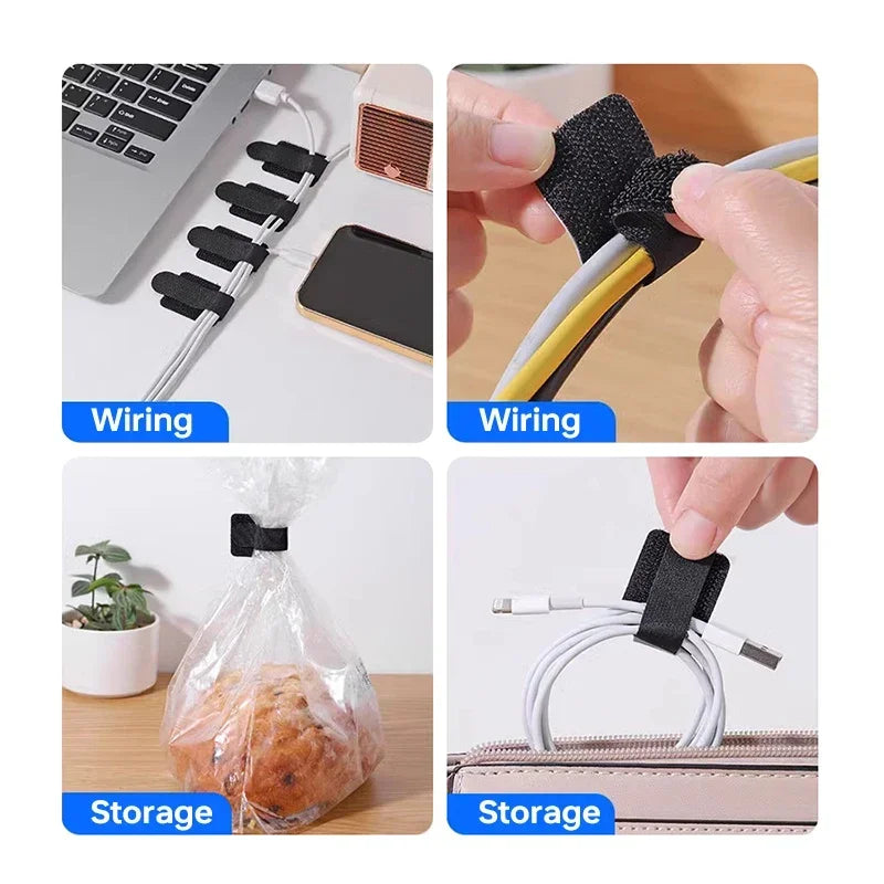 10pcs Reusable Cable Ties Fastening Wire Organizer Cord Rope Holder Self Adhesive Adjustable Cord Organizer Strap Desk Organizer