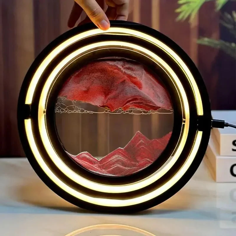 3D Flowing Sand Art Night Lamp Quicksand LED Light Mobile Wireless Charge Touch Control for Home Decor Bedside Sandscape Lamp
