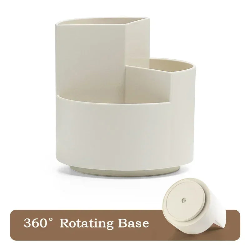 360°Rotatable Pen Holder Large Capacity Desk Pencil Storage Box 9-Grid Stationery Economic Organizer School Office Pen Stand