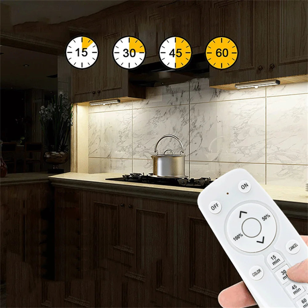 USB Rechargeable 20 LED Closet Lights Wireless Dimmable Under Cabinet Lights with Remote Control Magnetic Strip Night Light