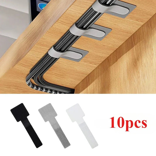 10pcs Reusable Cable Ties Fastening Wire Organizer Cord Rope Holder Self Adhesive Adjustable Cord Organizer Strap Desk Organizer
