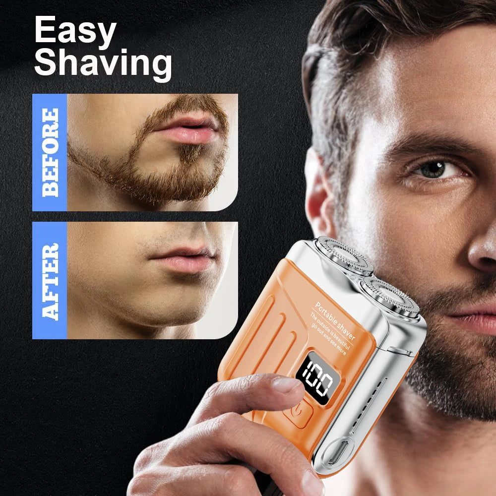 Electric Shaver for Men Mini Rechargeable Double Head Magnetic Beard Trimmer Waterproof Portable Facial Hair Razor