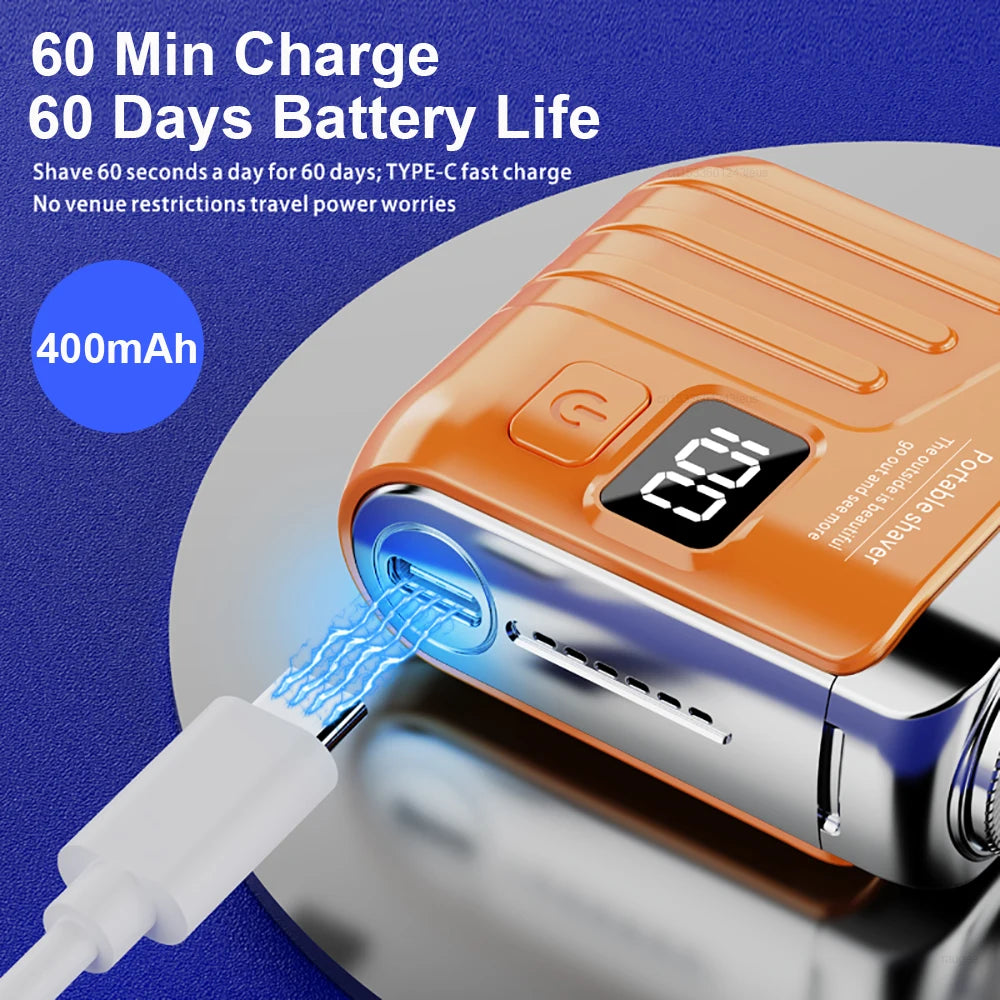 Electric Shaver for Men Mini Rechargeable Double Head Magnetic Beard Trimmer Waterproof Portable Facial Hair Razor