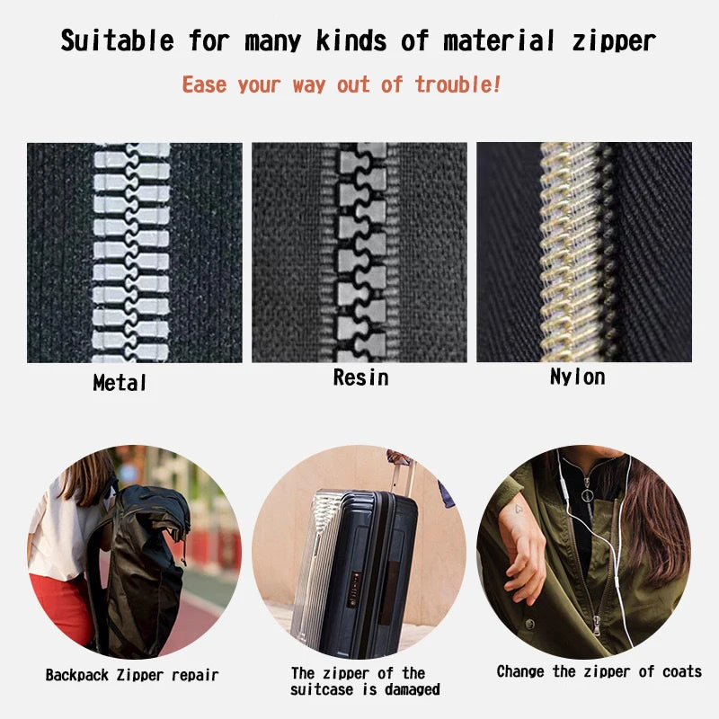 1/2/6/12pcs DIY Universal Zipper Repair Instant Replacement Sliding Teeth Rescue  Zipper Pull for Clothing Suitcase Backpack