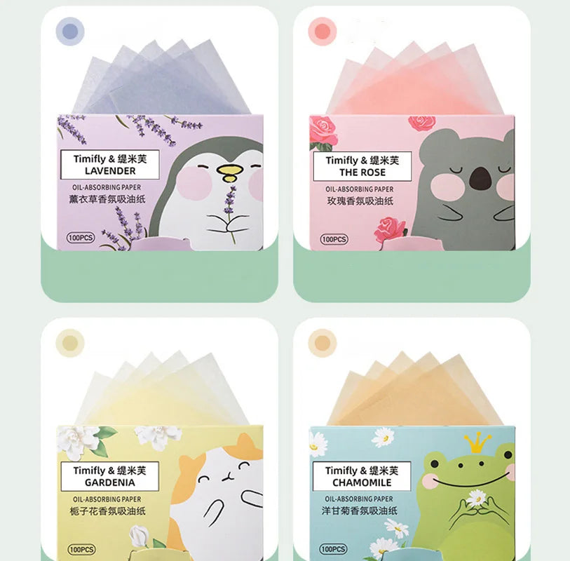 100sheets Facial Oil Absorbing Paper for Female Students Facial Oil Absorbing Soft Paper Fragrance Portable Box Makeup Tools