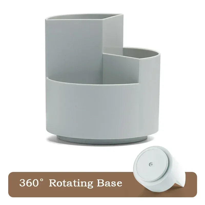 360°Rotatable Pen Holder Large Capacity Desk Pencil Storage Box 9-Grid Stationery Economic Organizer School Office Pen Stand